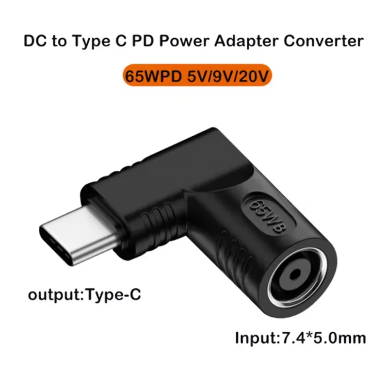 65W PD Converter Type C to 7.4*5.0mm Power Charging Adapter USB-C Male Output to DC Female Input for MacBook Huawei Xiaomi Phone
