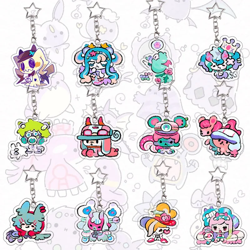 

Chibi Sylveon Acrylic Keychain Bulbasaur Pain Bag Pendant Decor Versatile Kawaii Keyring Game Collect Accessories Girl Gifts
