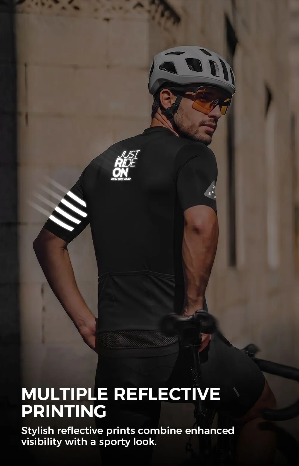 RION Herren Fahrradtrikots Langarmtrikot Pro Fahrradbekleidung UPF50+ Motocross-Bekleidung Mountainbike MTB-Shirts UV-Schutz – Detail 6