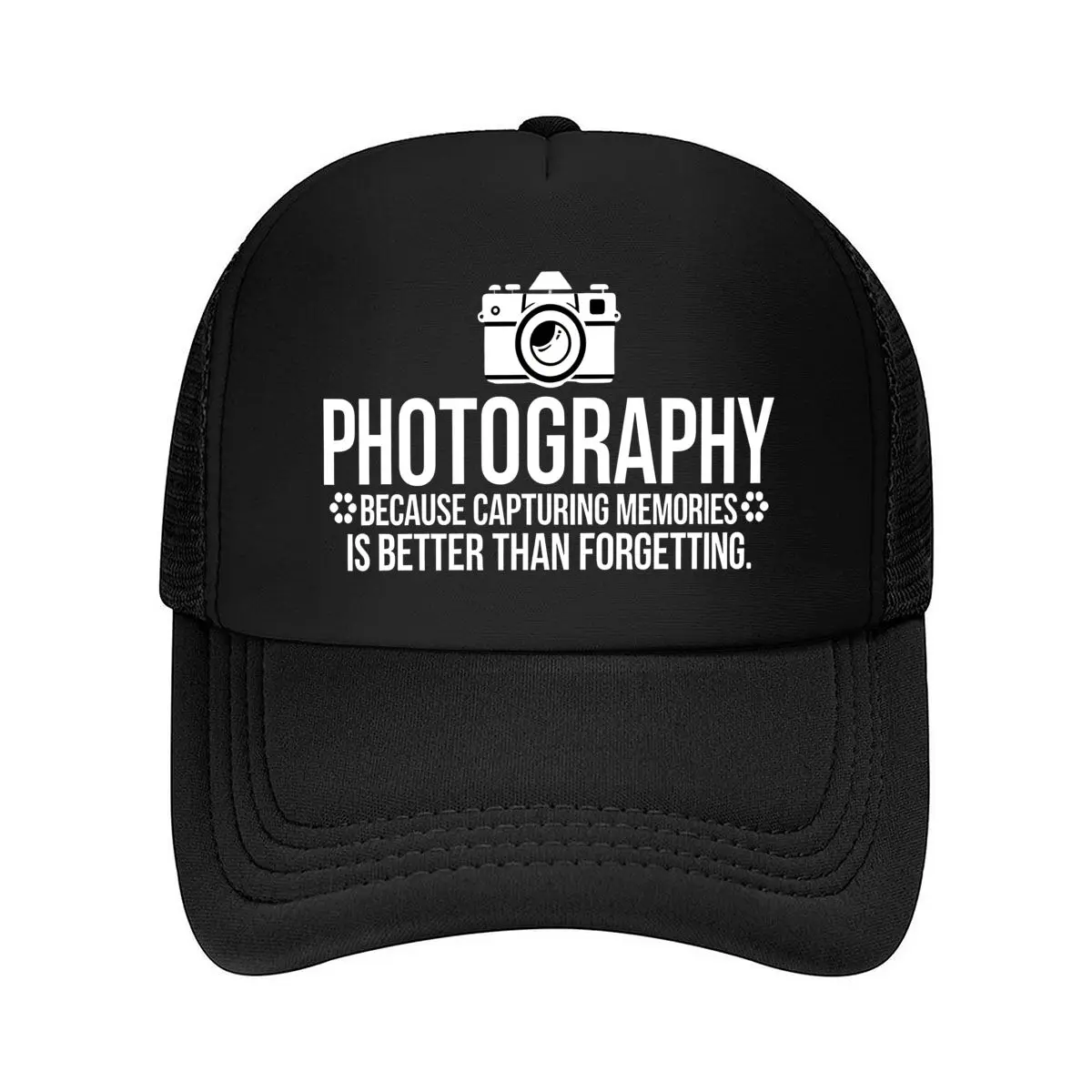 Photography with White Camera Design - Lightweight Breathable Hat for Travel, Outdoor - Perfect Gift 2026 Mesh Baseball Cap
