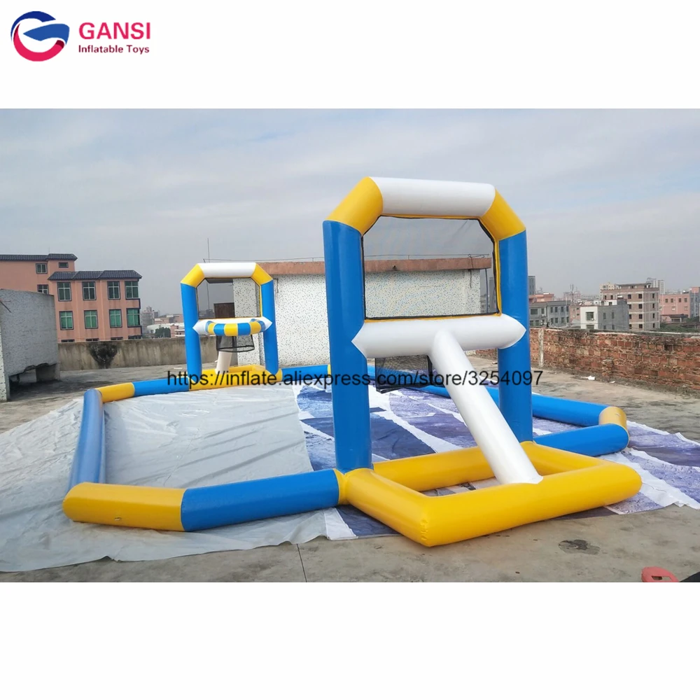 Durable inflatable basketball game pitch 12x6m inflatable water basketball court for swimming pool