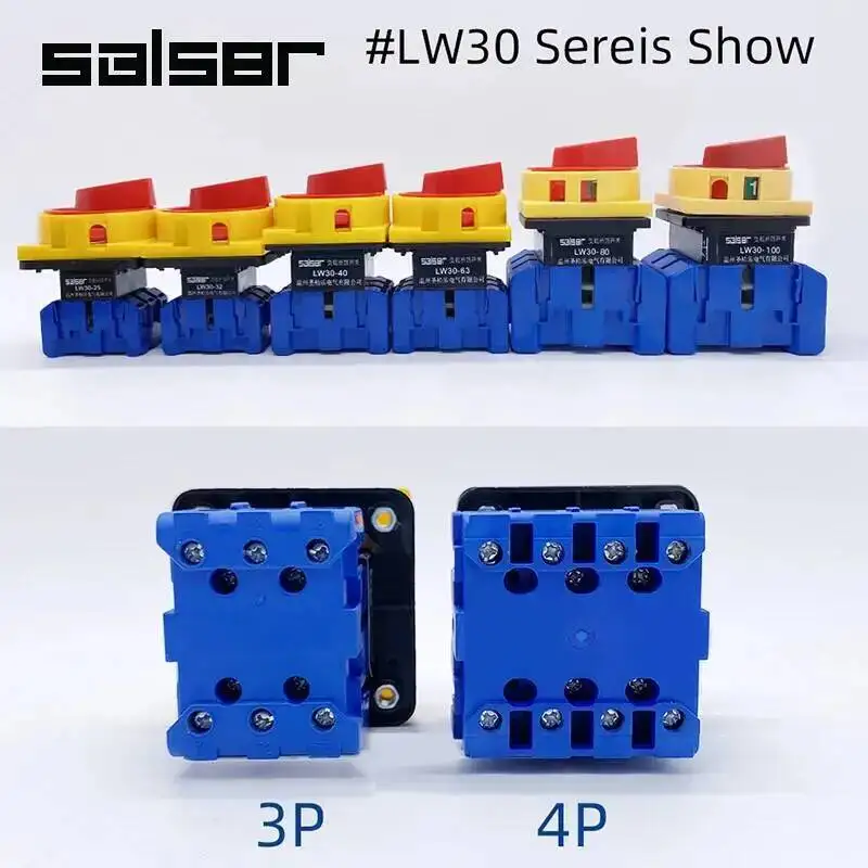 LW30 3P 690V 25/32/40/63/80/100A Isolator Switch Padlock Disconnect Selector With ON-OFF Panel Power Control
