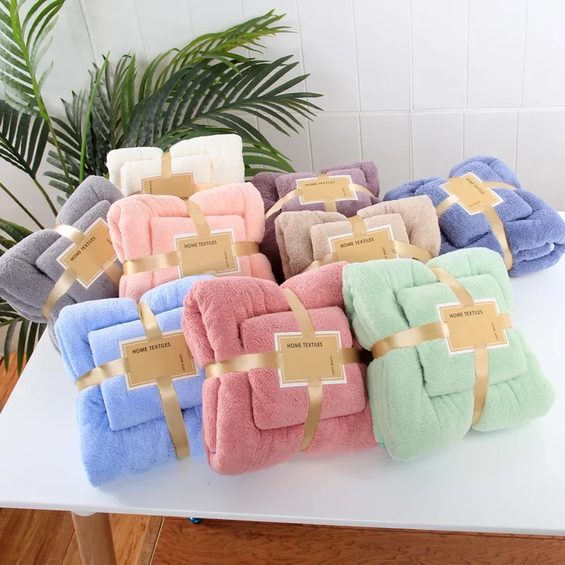 Towel and Bath Towel Set Coral Velvet Beach Towel Thickened Soft Gift Towel Water-absorbent Multi-part Towel Set Towels Bathroom