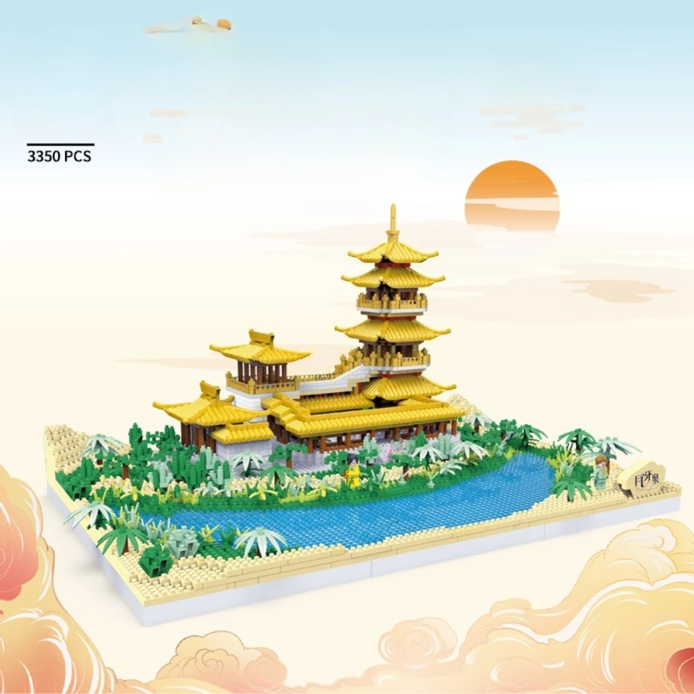 

MOC Desert Dunhuang Crescent Spring Building Blocks Set Imperial Palace Castle Architecture DIY Toys For Children Birthday Gifts