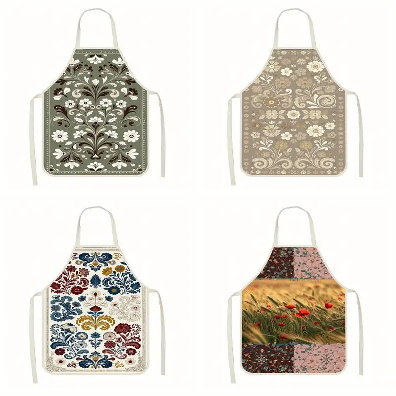 

Фартуки с цветочным узором. Льняной фартук, подходящий для приготовления пищи на кухне, общения родителей и детей, рисования и других мероприятий.