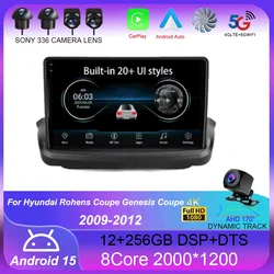 Android 15 Carplay Auto For Hyundai Rohens Coupe Genesis Coupe 2009-2012 Car Radio Multimedia Video Player Navigation GPS Stereo