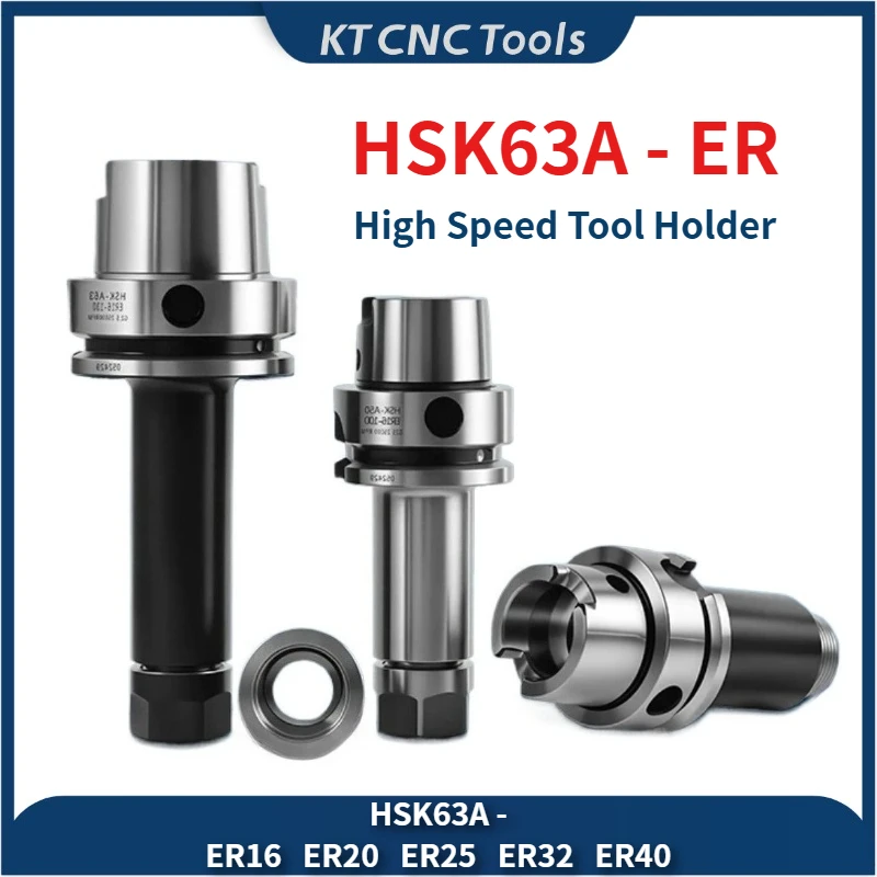 High Speed Hardening & Lengthening Tool Holder HSK63A ER16 20 25 32 40 Precision 0.001mm Five Axis Bracket tool HSK63A ER Collet