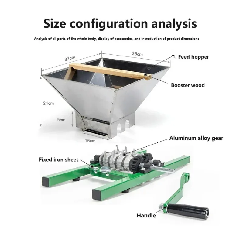 7 Liter Fruit and Vegetable Crusher Apple Crusher Stainless Steel Manual Grape Peeling Multi-function Crushing Equipment