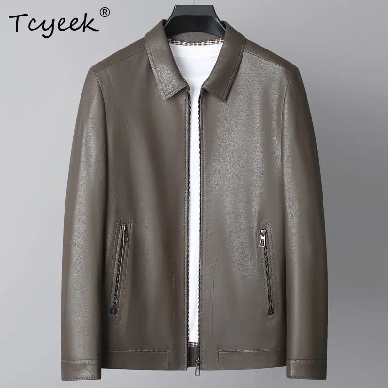 

Tcyeek Natural Sheepskin Genuine Leather Jacket Men 2025 Autumn Clothes Motocycle Jackets Mens Coats Thin Style Jaqueta Couro
