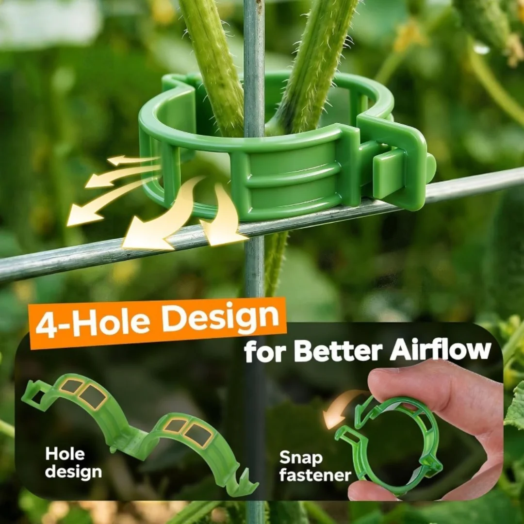 100/200Pcs Reusable Plant Support Clips,Plastic Vine Clamps for Tomato Grape Vegetable Stems,Keep Plants Upright Garden Supplies