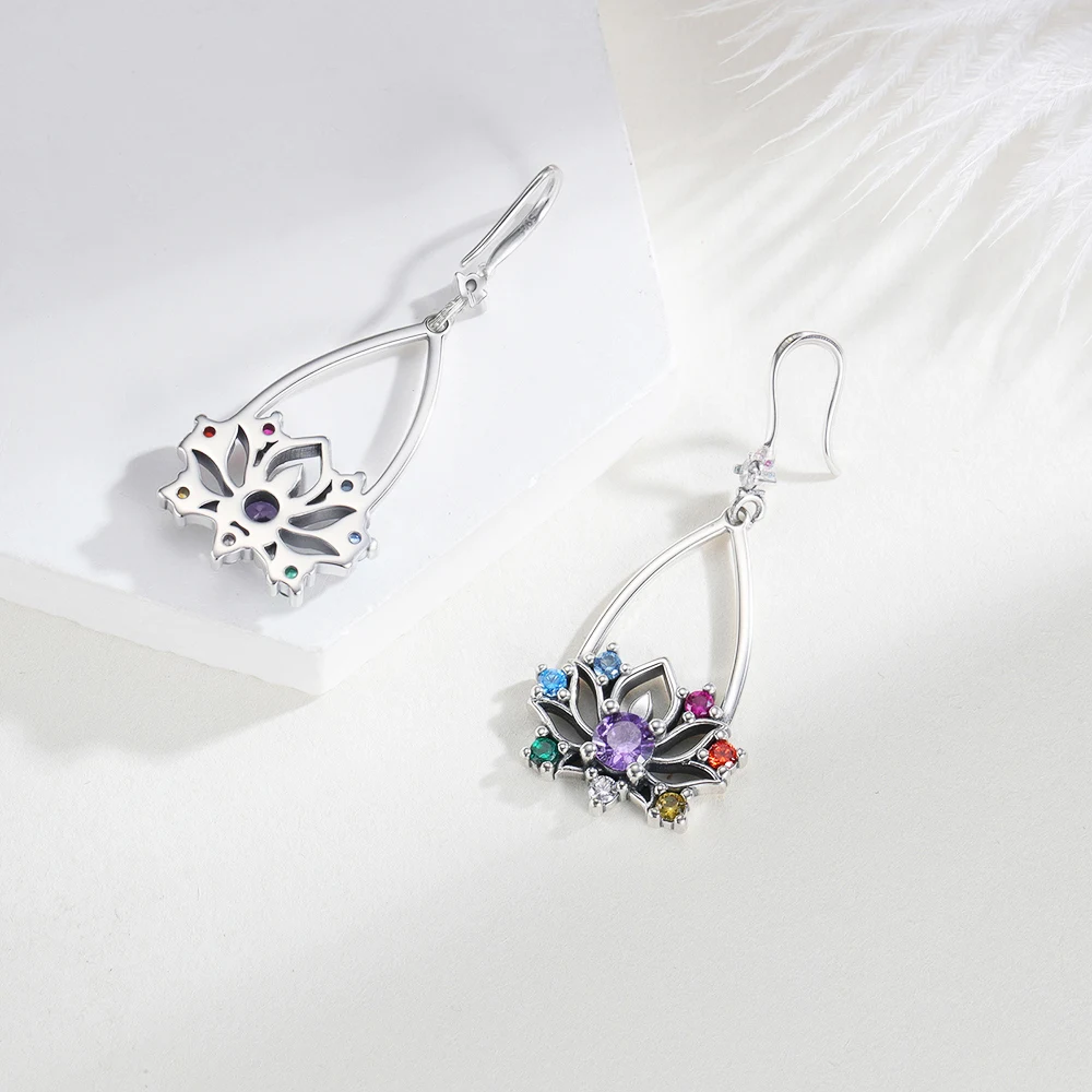 2025 925 فضة أقراط لوتس الكمثرى على شكل أقراط القرط الأصلي للسيدات موضة أصدقاء حفلة ارتداء اليومي الهدايا