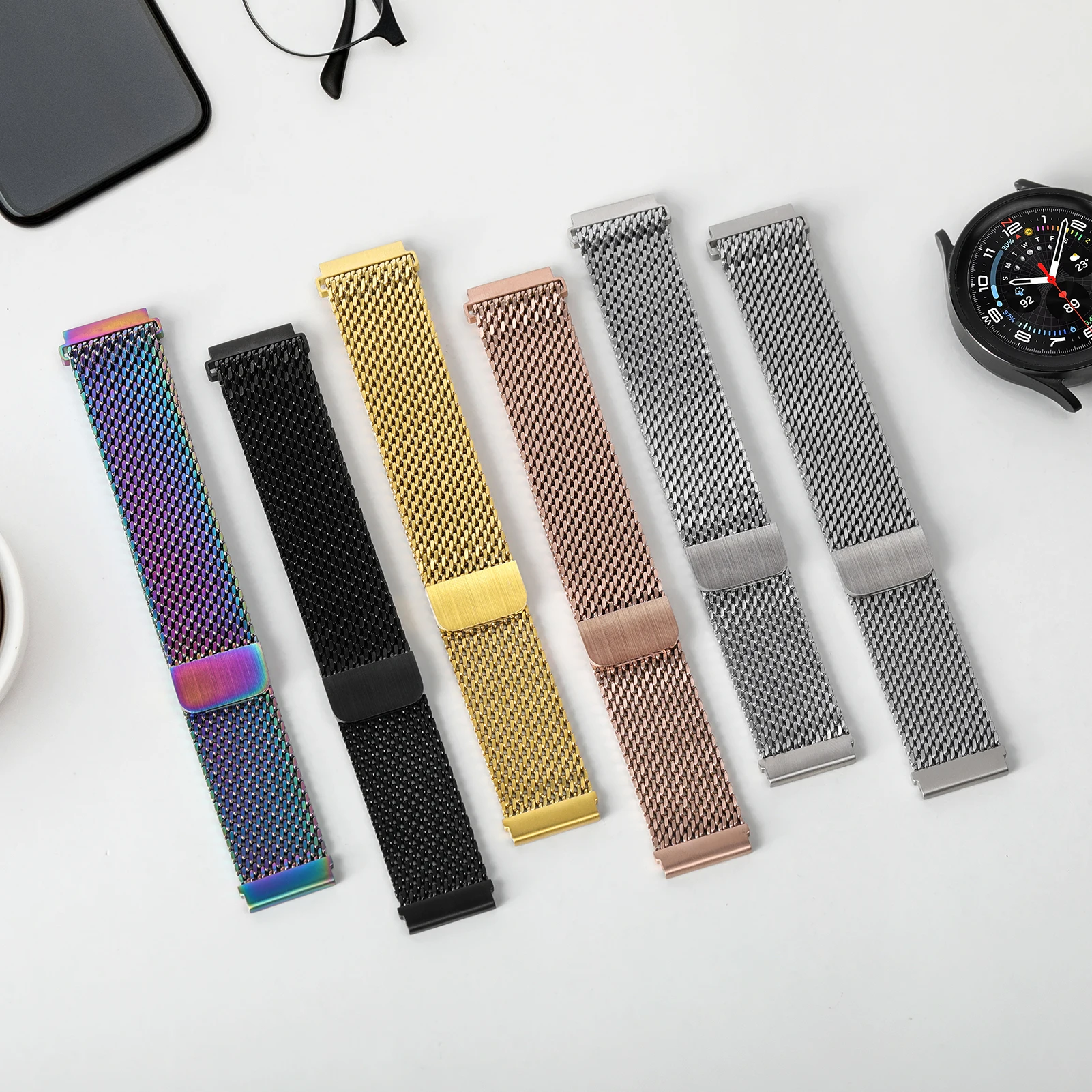 18 مللي متر/22 مللي متر حزام ميلانيزي معدني لساعة Xiaomi S4 41 مللي متر سوار الساعة الذكية المغناطيسي Correa لشاومي mi S3 S2 S1 46 مللي متر الفرقة