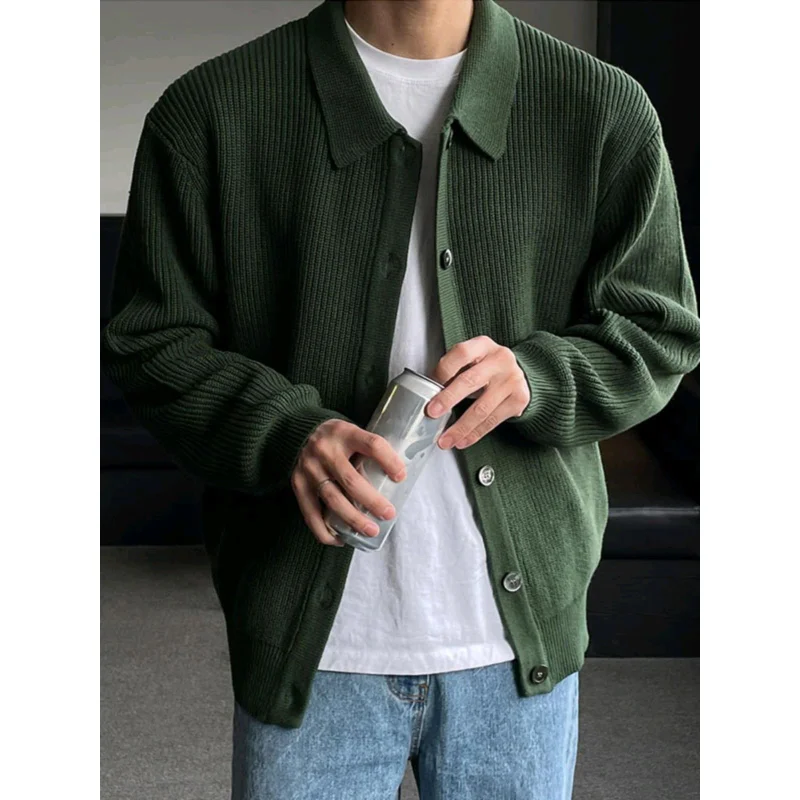 

Early Autumn New Style Fashionable Lapel Knit Cardigan Korean Style Menswear Trendy Casual Versatile High End Sweater Coat