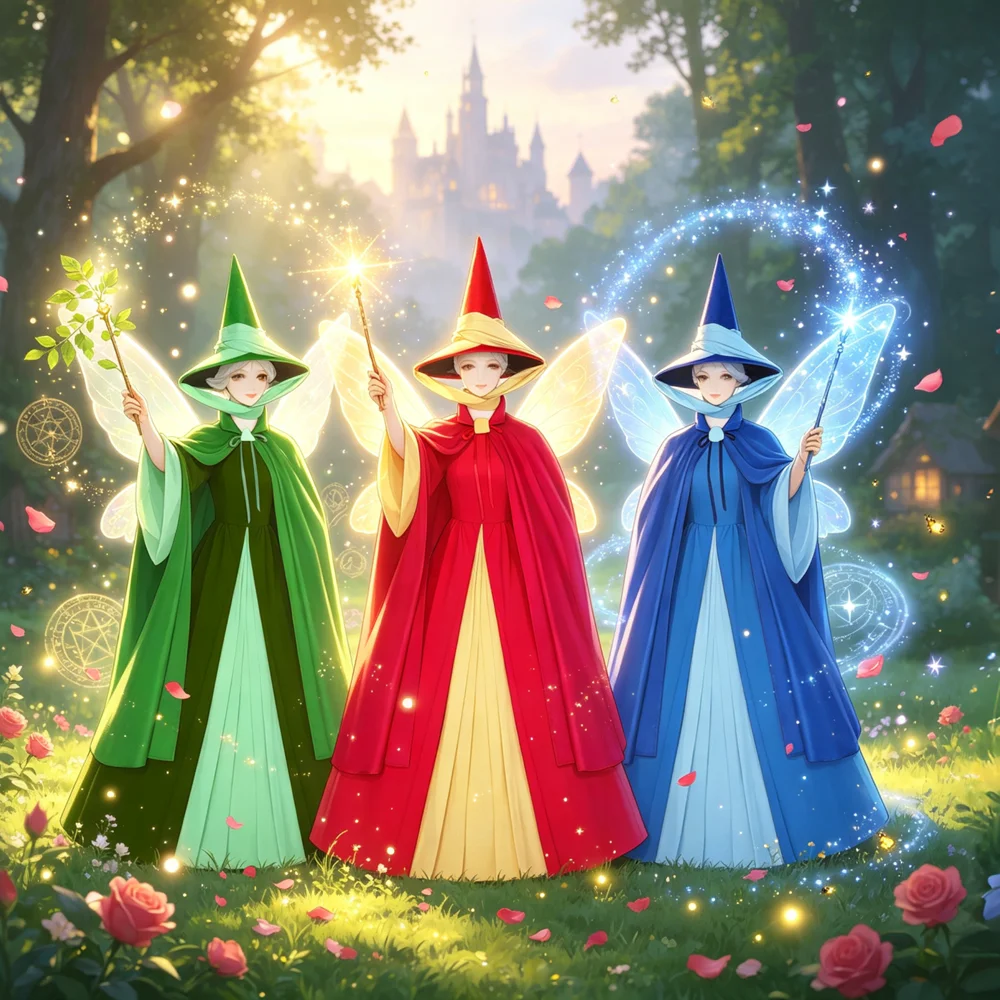 beauty-good-fairies-cosplay-costume-red-green-blue-fairy-godmother-dress-cape-hat-set-women-halloween-carnival-party-outfit