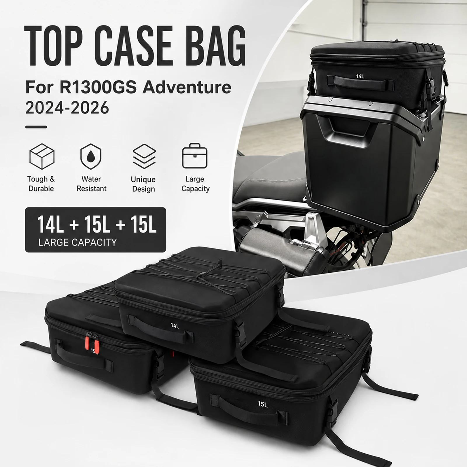 Motorcycle Case Luggage Bags Additional Bags For BMW R1300GS Adventure GS1300 R1300GSA 2024-2026 Top Pack Top Box Panniers Bag