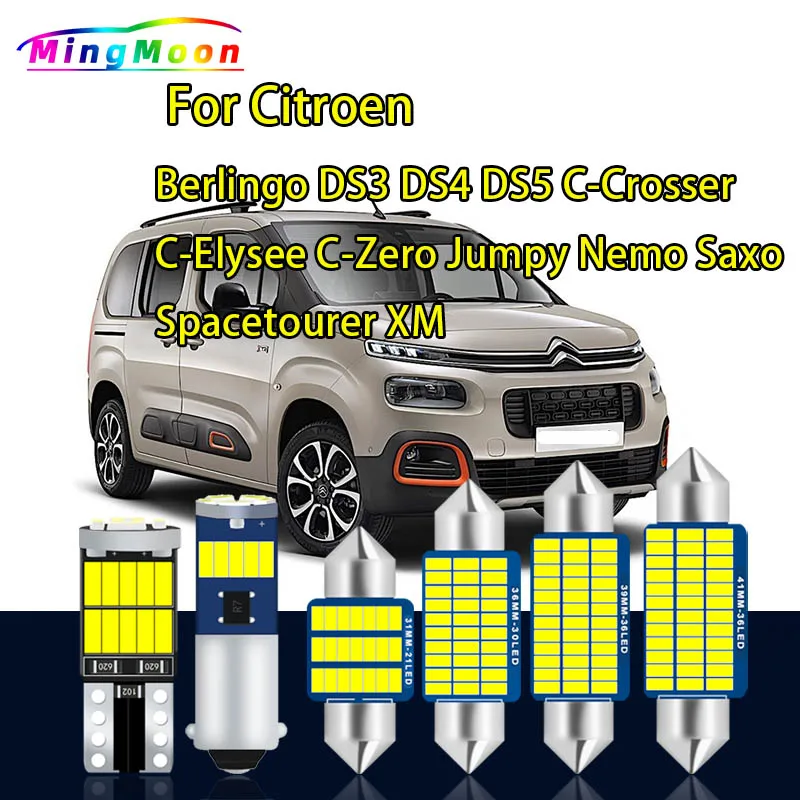 LED Interior Roof Light Kit For Citroen Berlingo DS3 DS4 DS5 C-Crosser C-Elysee C-Zero Jumpy Nemo Saxo Spacetourer XM Car Bulbs