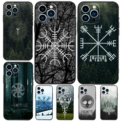 Forest Nordic Runes Case For iPhone 15 16 14 13 12 11 Pro Max Plus X XR XS Max 12 13 Mini Soft Bumper Cover