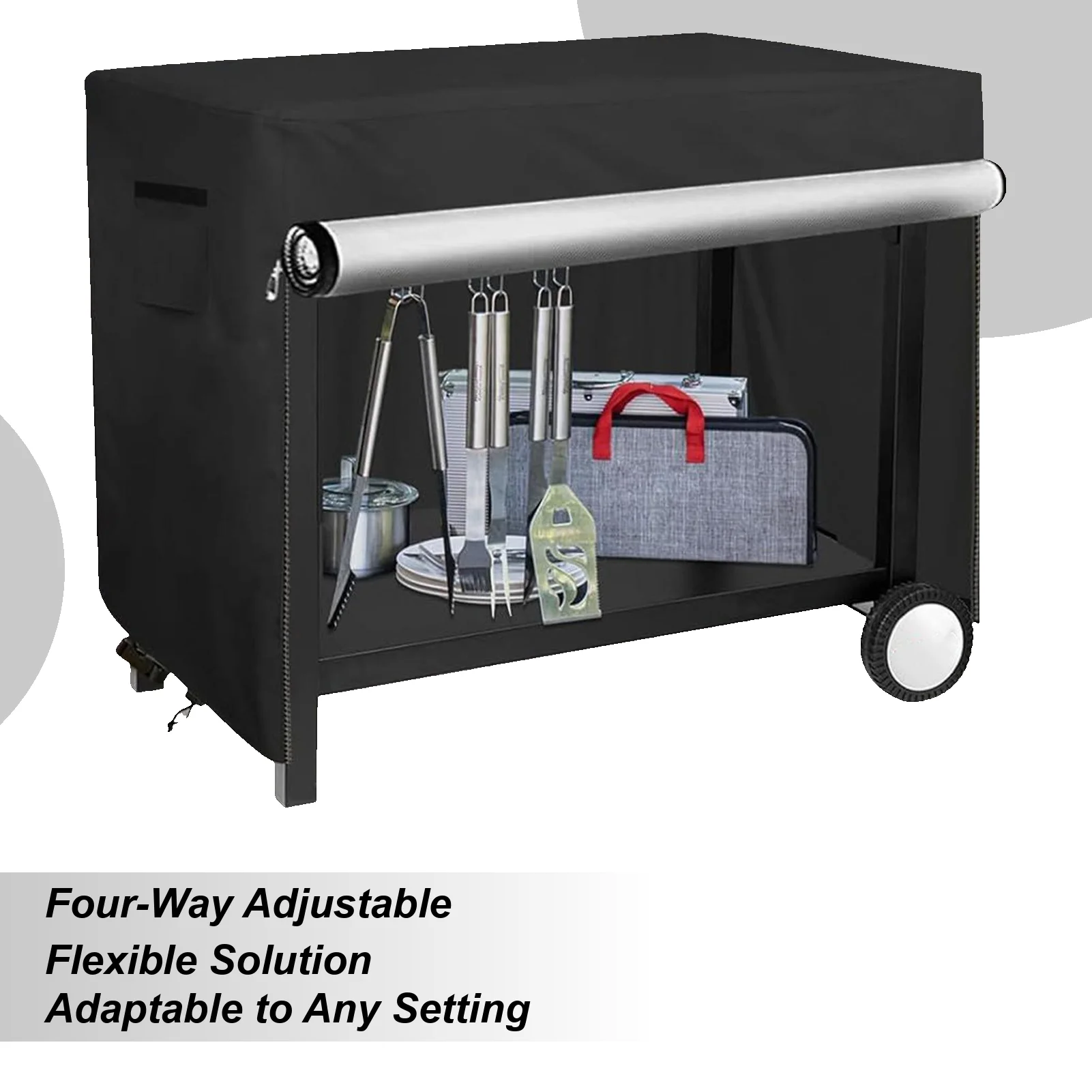 

Крышка стола для гриля, чехол для тележки на колесиках, портативная защита, водонепроницаемая ткань Оксфорд для сада, утилиты снаружи, патио, столовой