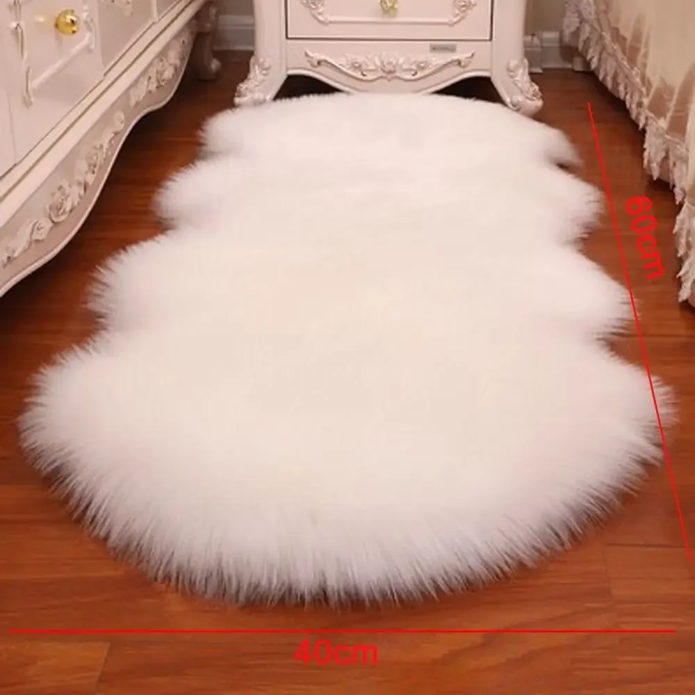 Künstliche Schaffell lange Haare Teppichboden Wolle flauschige weiche Matte weiche Faux flauschige zottelige Teppiche Wohnkultur – Detail 2