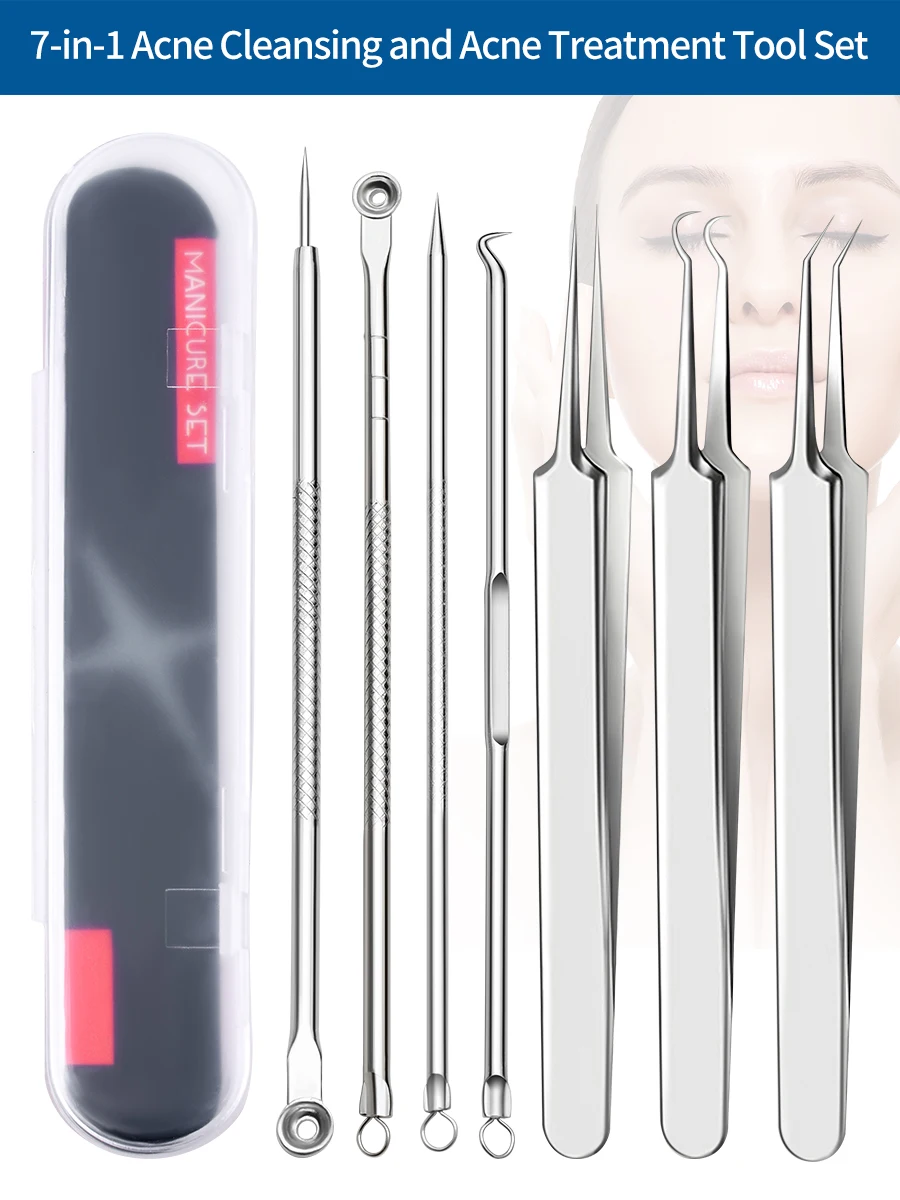 Acne Needle 7-Piece Blackhead Removal Kit,Acne Extractor, Acne Cleaning Kit Rugged Stainless Steel For Both Men And Women