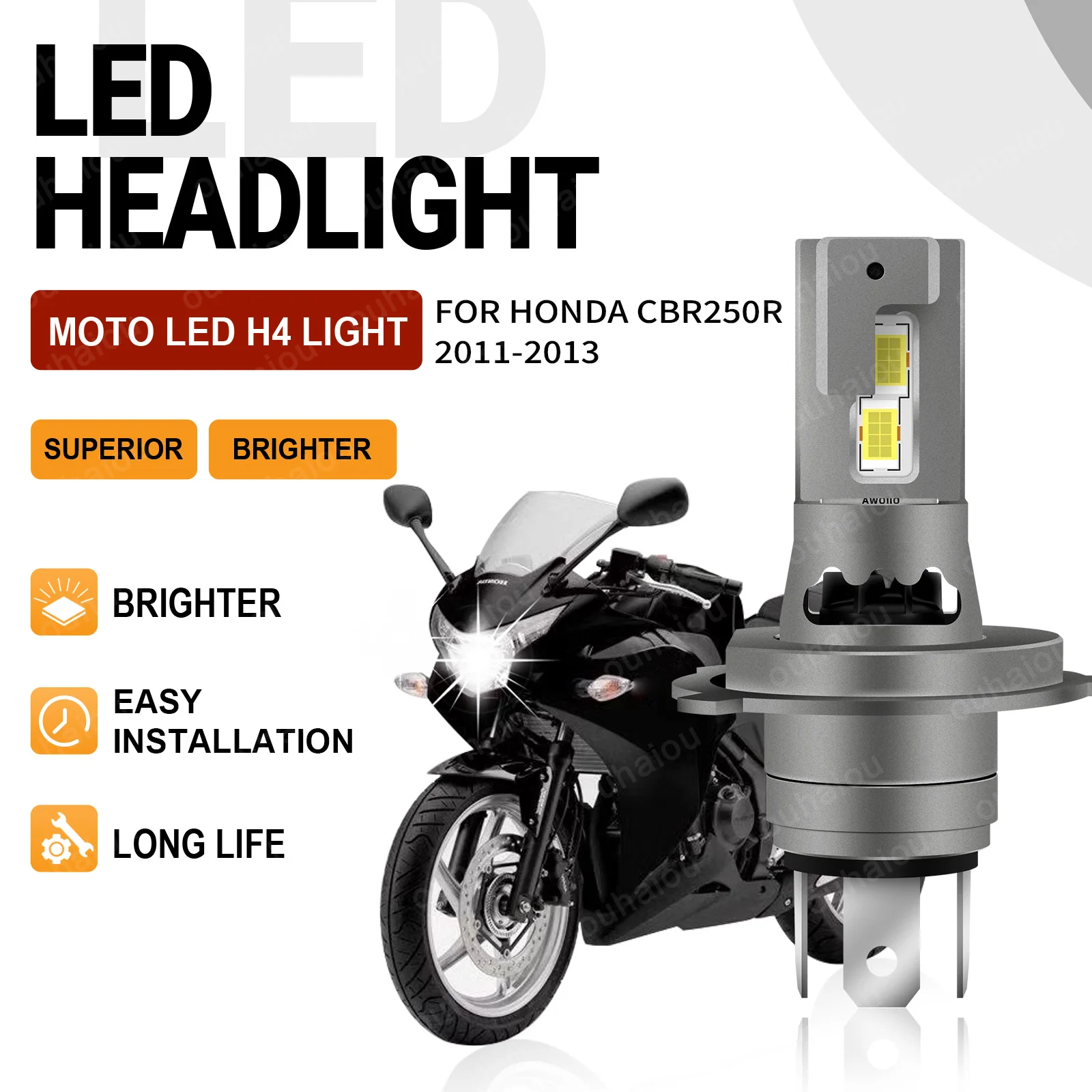 

For Honda CBR250R 2011 2012 2013 1PCS Canbus15000LM LED H4 Motorbike Headlight Bulb High Low Beam Motorcycle