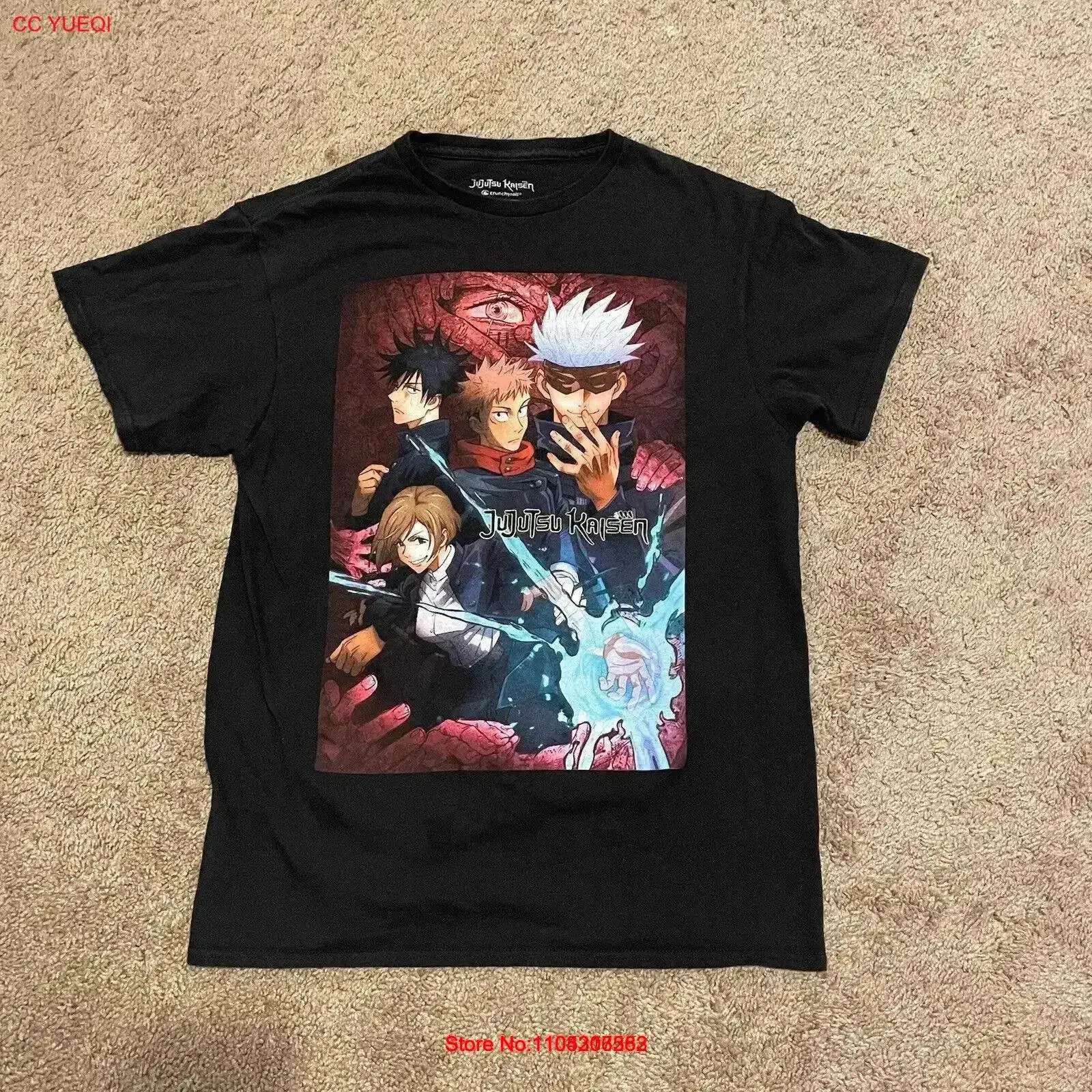Jujutsu Kaisen T Shirt Crunchy Roll Anime Manga Adult Medium Black vintage Washed Comfortable streetwear Slightly Unisex