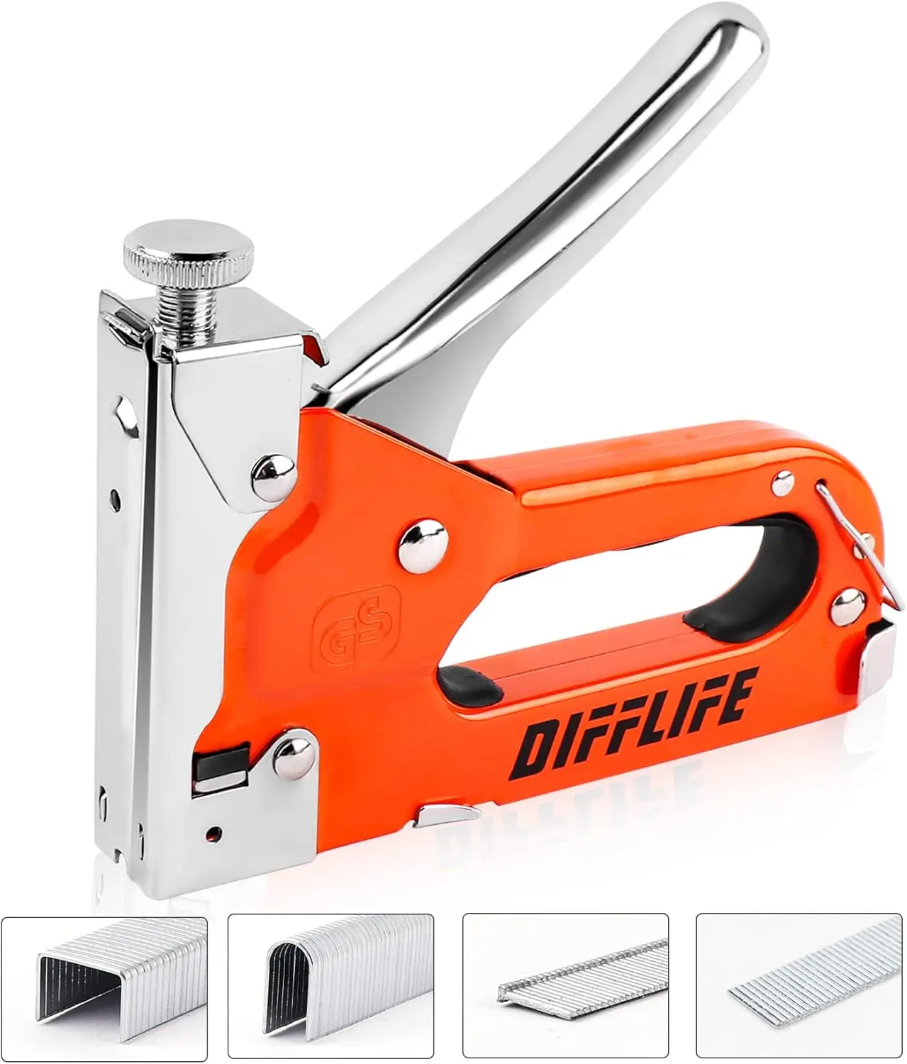 

Heavy Duty 4-in-1 Manual Brad Nailer with 2400 Staples, Power Adjustment for Wood Crafts Carpentry Decoration DIY