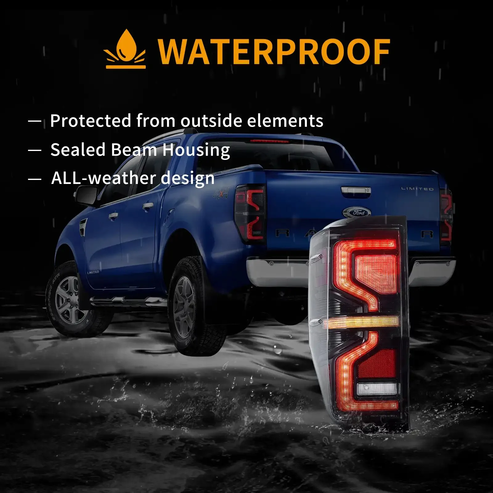 12–22 Ranger Pickup LED-Rücklichter von VLAND, bernsteinfarbener sequentieller Blinker, Upgrade der Rückleuchte (nicht für US-Fahrzeuge) – Detail 7