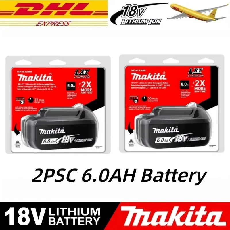 100% Original Makita Akku, 6,0Ah Wiederaufladbarer Akku 18V, Ersatz für Makita BL1830B L1840B L1850B L1860B, Elektrowerkzeug-Akku