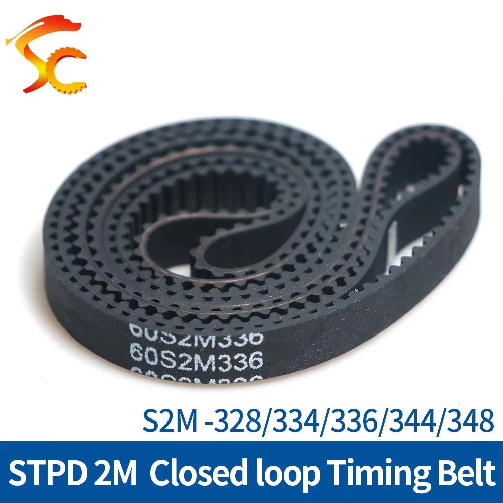 ONEFIRE S2M Timing belt Pitch length 328/334/336/344/348mm Width 6/9/10/15mm STPD 2M Rubber Synchronous belt