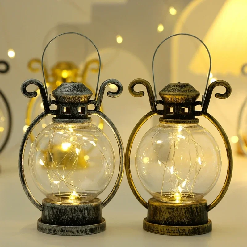 Christmas LED Lantern Retro Carrying Electronic Candle Small Horse Lights Christmas Table Decorations Housewarming Gifts