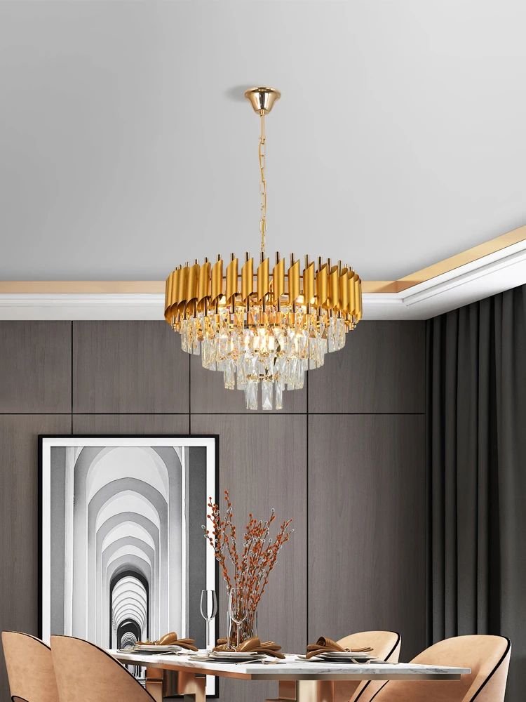 Goldener Luxus-Kristall-Kronleuchter Moderne Decken-Hängelampen Wohnzimmer Esszimmer Dekorative Beleuchtung Lüster-Design-Beleuchtung