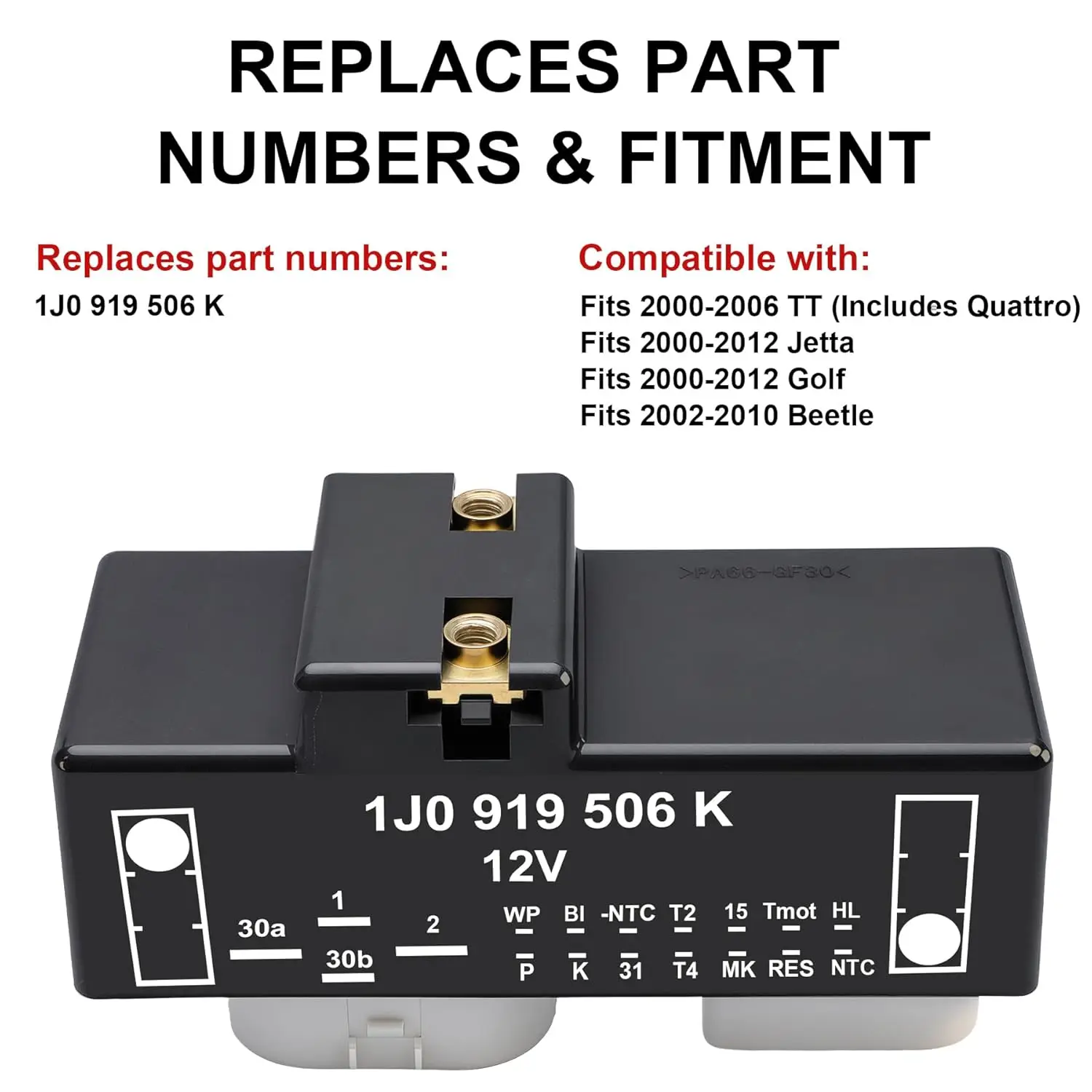 1PCS 1J0919506K Cooling Fan Control Relay Module 1J0 919 506 K 1J0 919 506K For VW Audi A3 TT Golf Jetta POLO Beetle MK4 Bora