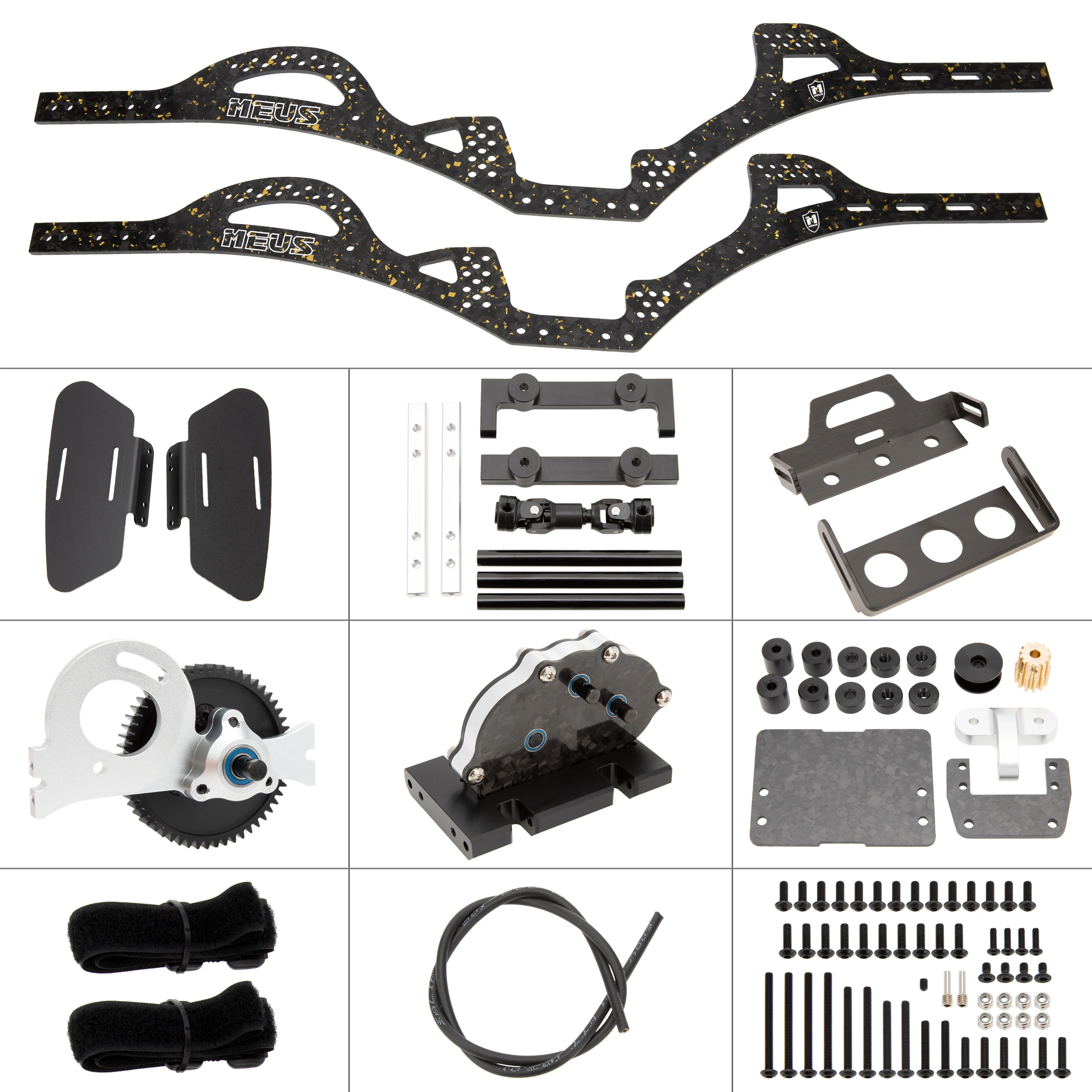 

MEUS RACING LCG Chassis Carbon Fiber Frame Kit with Transmission for Axial SCX10/SCX10 II/Capra 1.9 UTB and Other DIY Builds