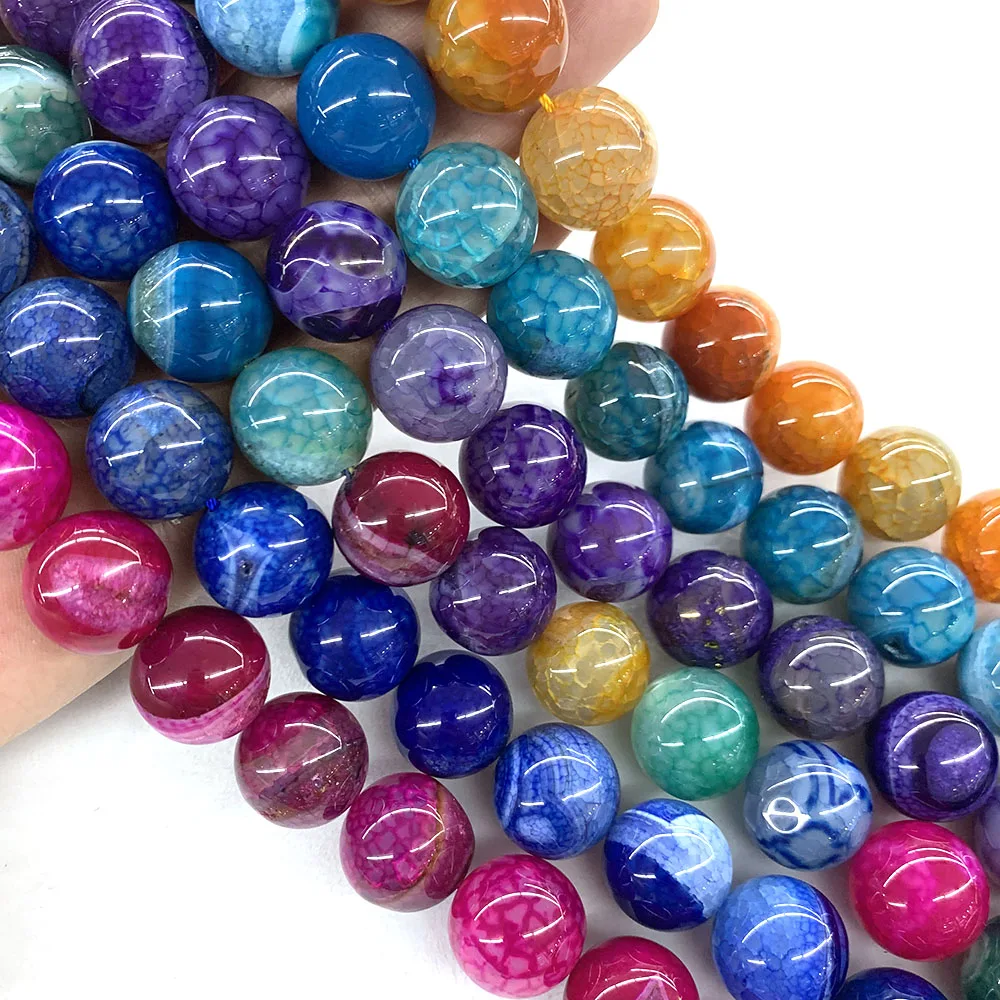 20mm Colourful Agate Beads Natural Stone Healing Crystal Gemstone Bead for Charm Jewelry Making DIY Necklace Bracelet Accessorie