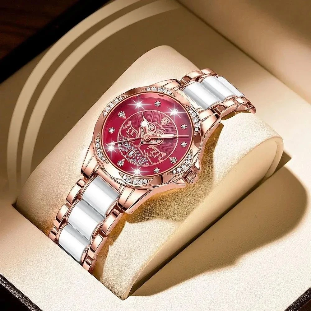 

POEDAGAR Top Brand Women Watch Luxury Quartz Diamond Rose Gold Ceramics Steel Watches Waterproof Luminous Ladies Wristwatches