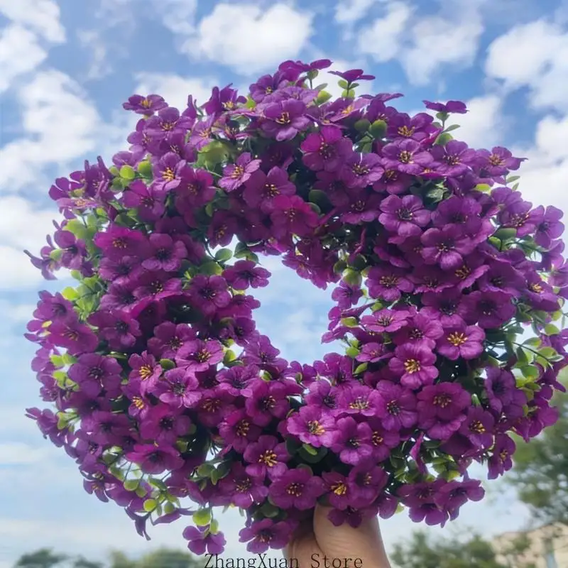 Hübscher künstlicher Blumenarrangement-Kranz aus Kunststoff, für Innen- und Außendekorationen, 3 x – Detail 5