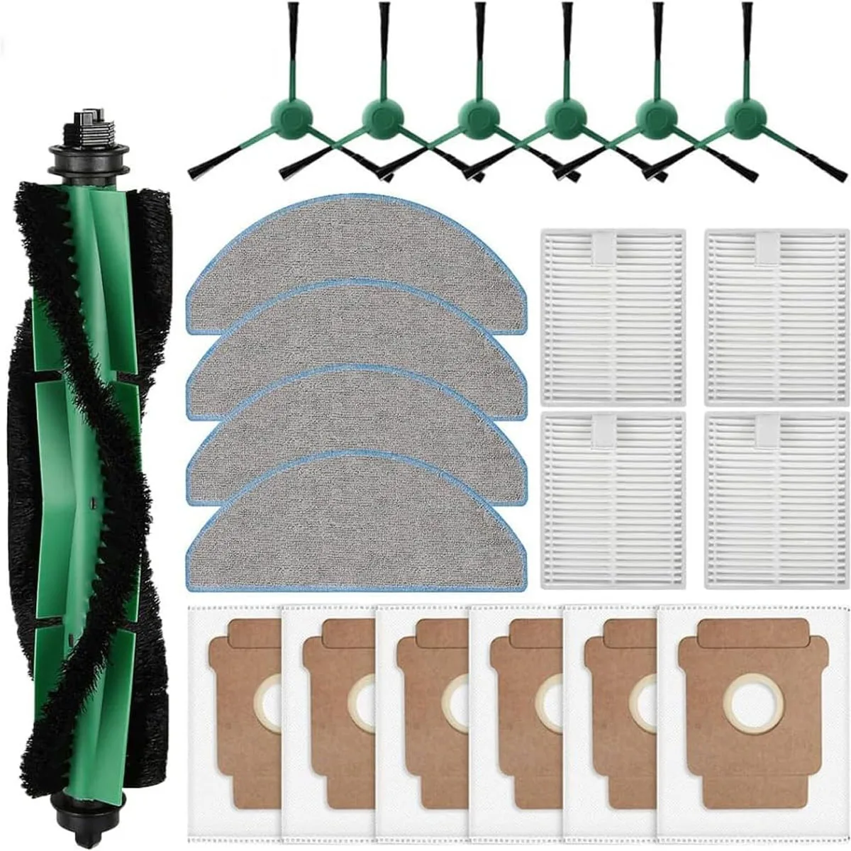 Replacement Parts Kit for Roborock Q7 M5 Robot Vacuum 6 Main Brushes 4 Side Brushes 4 Mop Cloths 4 Filters 6 Dust Bags