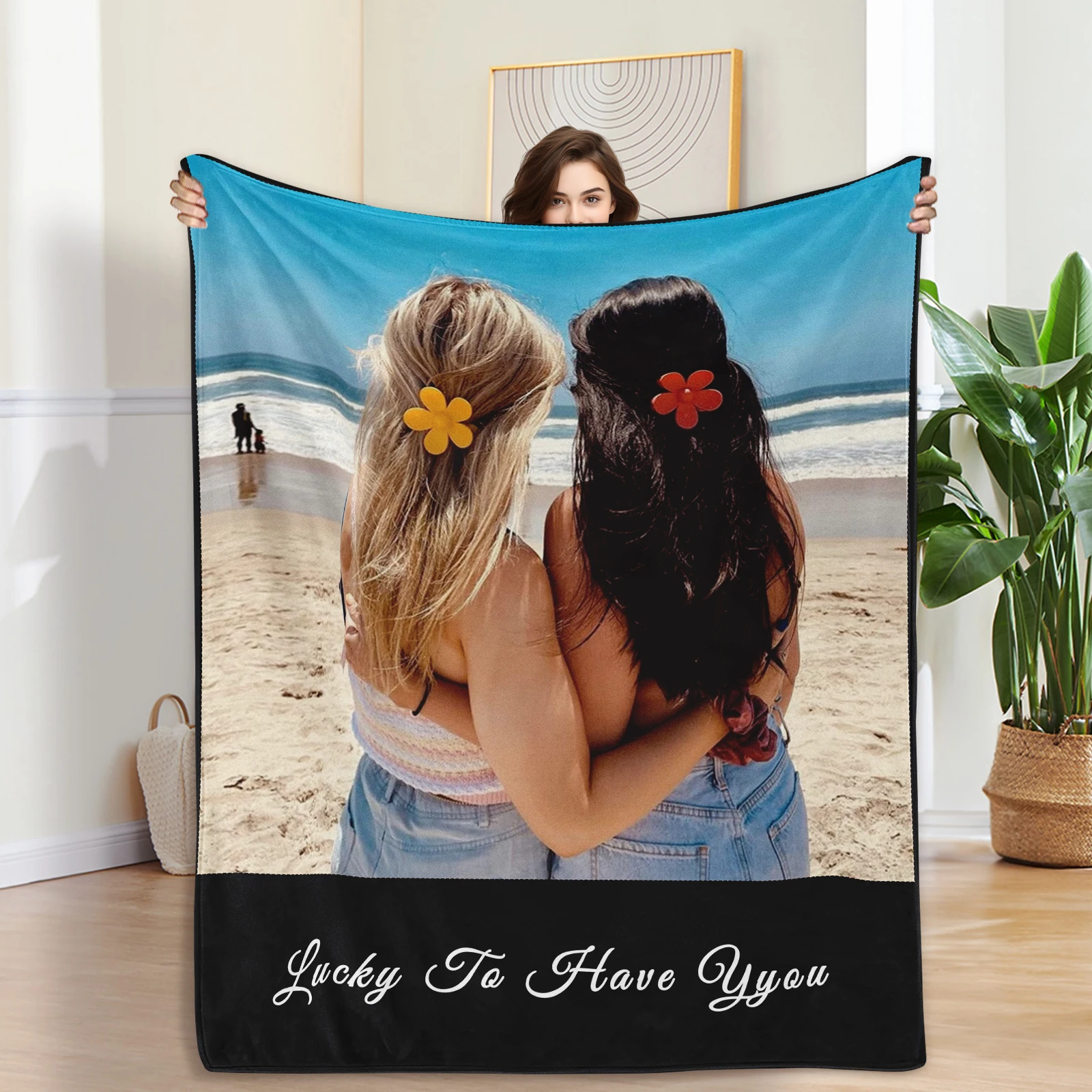 Custom Blanket With Best Friend Picture Creative Blanket Valentines Day Gifts For Her Him Personalized Sister Blanket