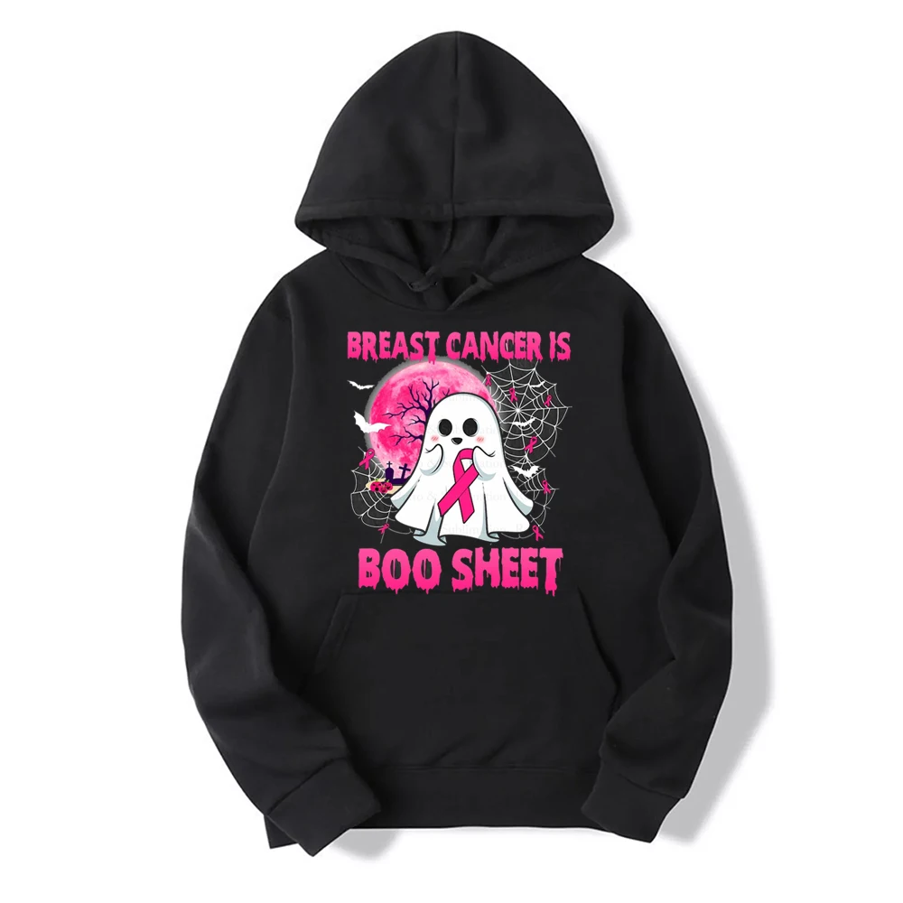 Breast Cancer Is Boo Sheet Retro  Awareness Halloween Pink Ghost Sublimation An Inspiring Gift Man and Woman Hoodie New In