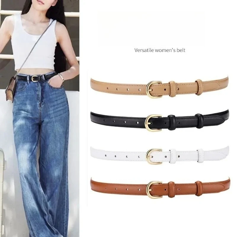 Women Belt Genuine Leather Simple Summer All Match Fashion Ins Style Thin Belt Decorate Suit Pants Jeans Pants Belt For Women