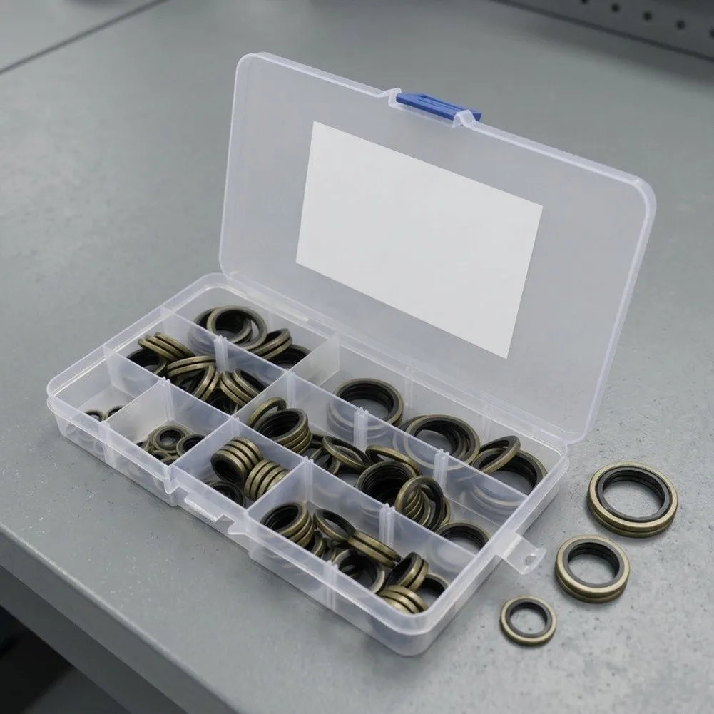 110Pcs Crush Washer Set M6-M20 8 Sizes Oil Drain Fitting Gasket Sealing Kit Metal Rubber For Automotive Hydraulic Pipe Joint