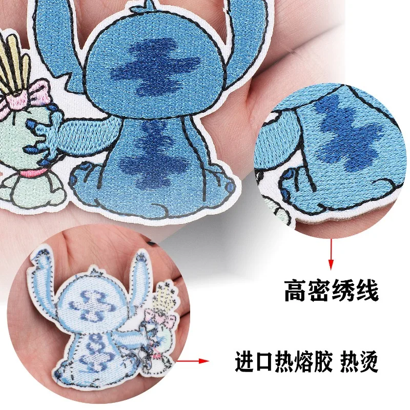 Lilo & Stitch Anime Figures Clothes Cloth Patch Stickers Sew on Embroidery Patches Applique Iron on Clothing Cartoon DIY Decor