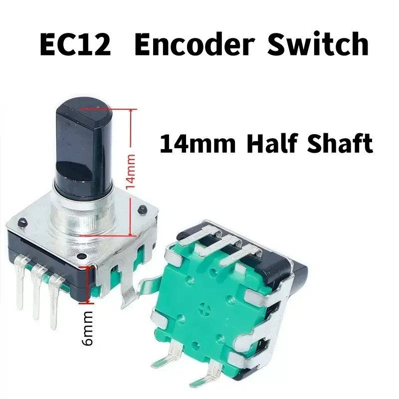 5pcs EC12 Encoder Rotary Code Switch With Push Button Without Click Turn Smooth 5Pins 14mm Half Shaft