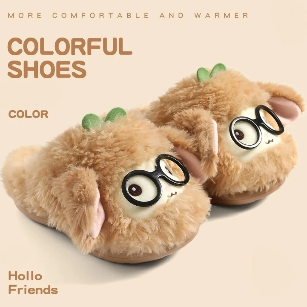 Cartoon Sheep Plush Slippers Fluffy Texture Cotton Sandals Autumn Winter Slippers Lovely Non-Slip EVA Sole Women Lamb Slipper