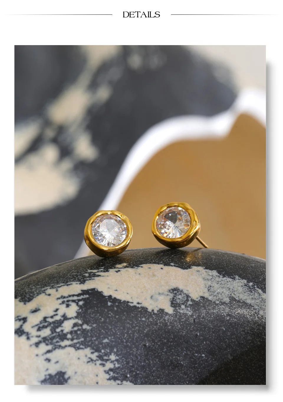 Yhpup Edelstahl-Ohrstecker mit kubischem Zirkonia, rund, für Damen, hochwertig, zierlich, glamourös, Geschenk, Premium-Schmuck – Detail 8