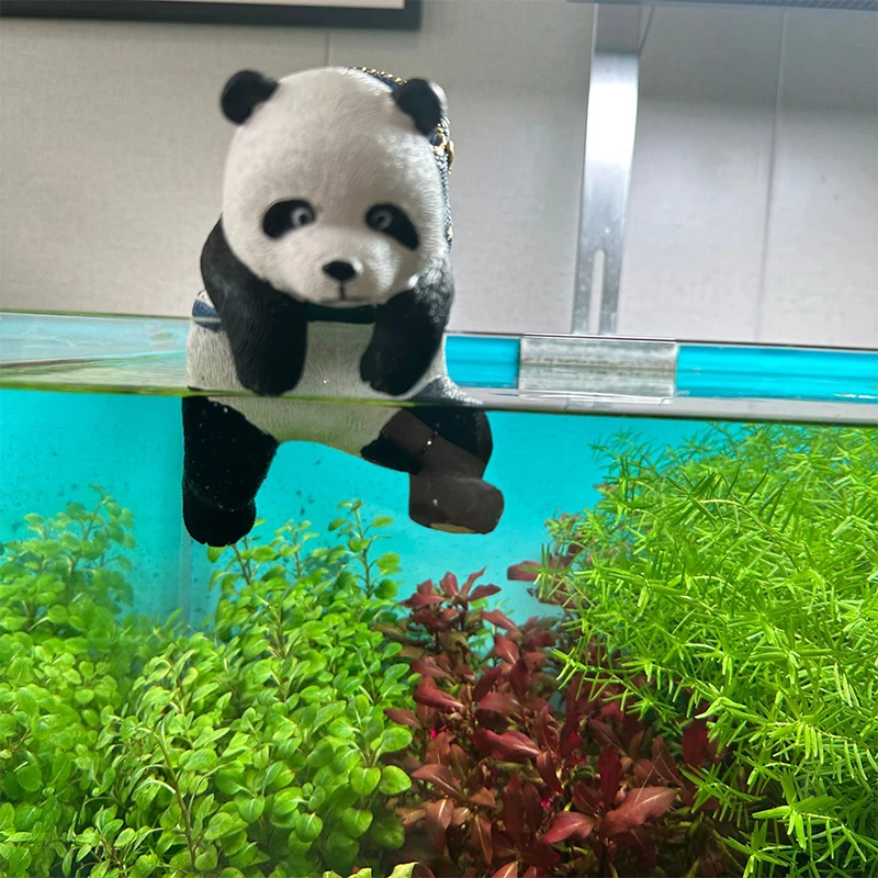 

Cute Durable Resin Panda With Basket Ornament Panda Aquarium Decorations Fish Tank Hangings For Home Landscaping Decoration