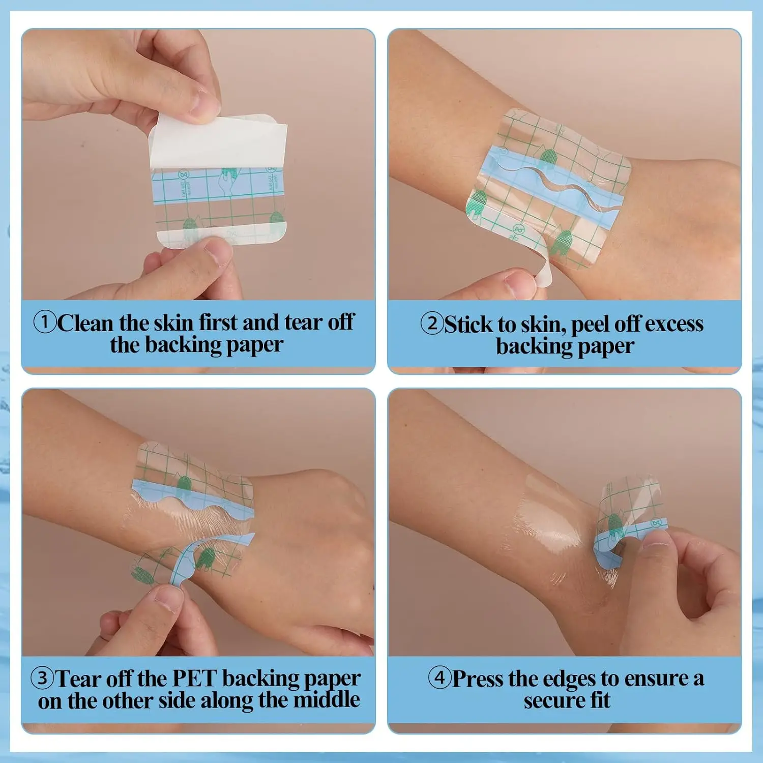 50/100 Stück Transparente Wasserdichte PU-Schutzfolie Tattoo-Nachsorgefilm Dehnbare Selbstklebende Hautabdeckung Aufkleber für Dusche und Schwimmen – Detail 4