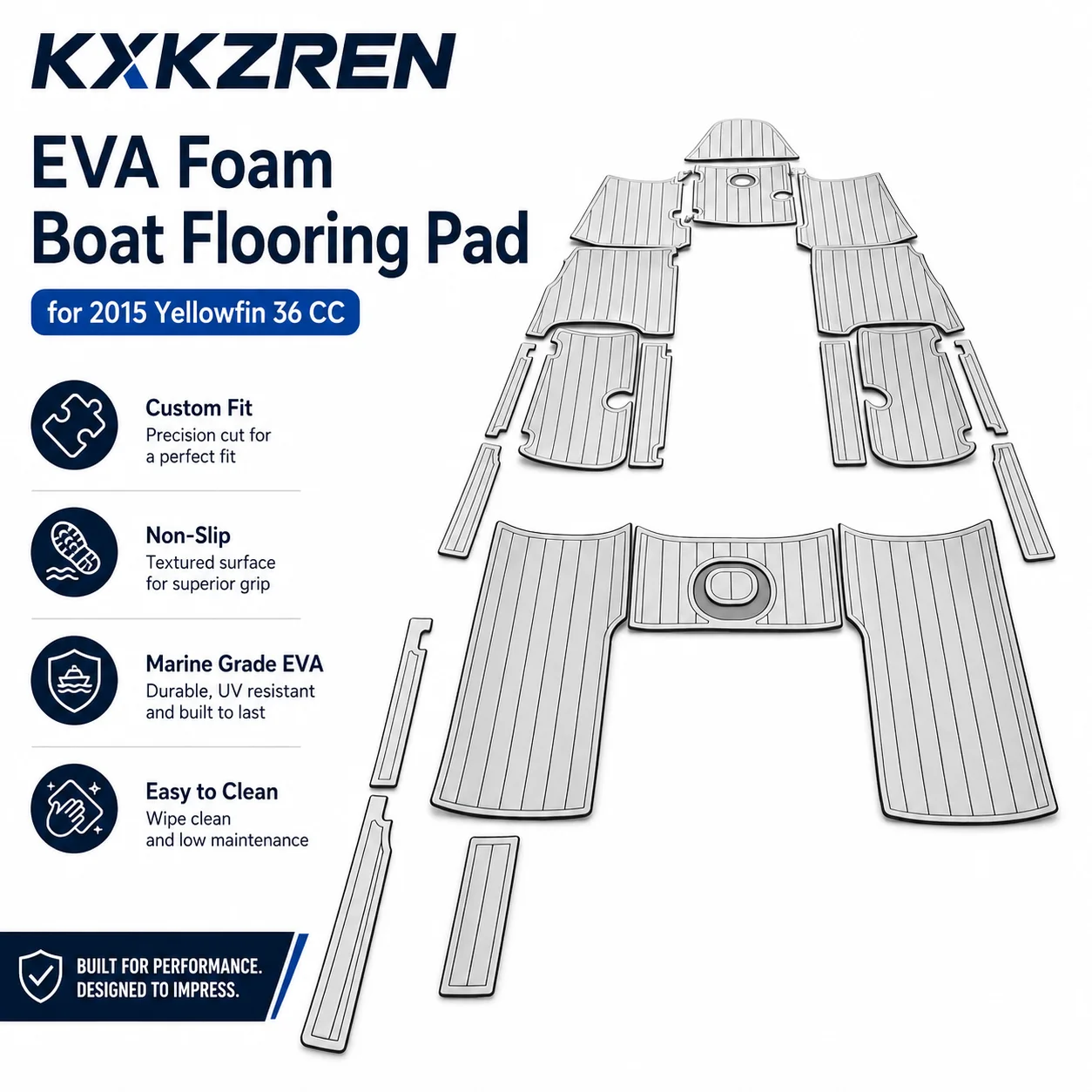 KXKZREN EVA Foam Boat Flooring Pad for 2015 Yellowfin 36 CC Non-Slip Marine Deck Mat Cockpit Swim Platform Flooring Mat Full Kit