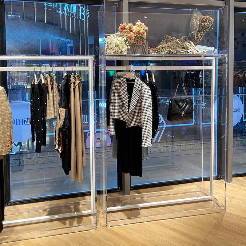Acrylic Clothing Display Rack Transparent Display Cloth Cabinet Multifunctional Acrylic Shelves Rack For Boutique